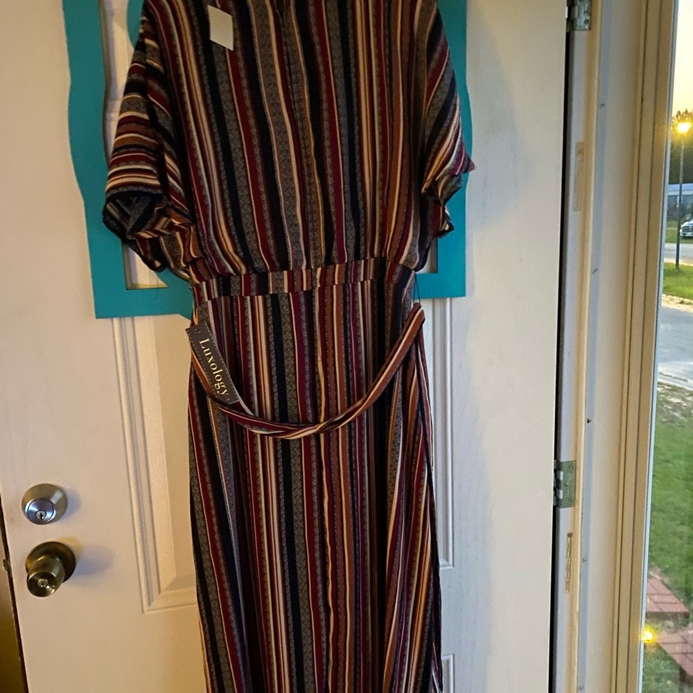New Luxology high low striped dress with matching belt nice casual dress - Picture 3 of 3